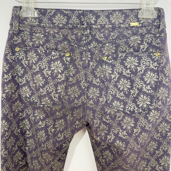 DL1961 Premium Denim Emma Ornate Leggings - Purple and Faded Gold Damask Sz. 26 - Picture 8 of 15